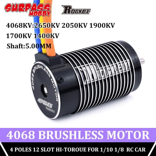 SURPASS HOBBY Rocket 4068 Brushless Motor 4Poles Sensorless Motor 1900KV 2050KV Waterproof 5mm 12 Slot for 1/8 1/10 RC Car Truck