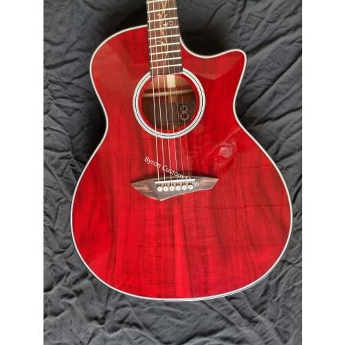 Free shipping AAA quality professional Byron koa cutaway acoustic electric guitar custom cherry acoustic guitar