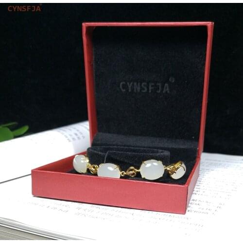 CYNSFJA New Real Certified Natural Chinese Hetian White Jade Inlaid 9 Karat Gold Jade Bangle Bracelets High Quality Best Gifts