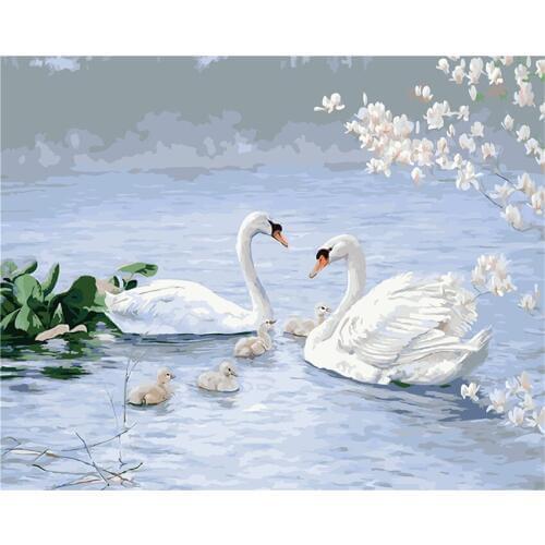 DIY Digital Painting By Numbers Package Cuttlefish swan oil painting mural Kits Coloring Wall Art Picture Gift frameless