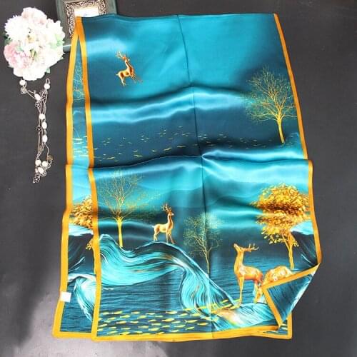 DANKEYISI Women Nature Silk Scarf Real Silk Scarf Lady Printed Head Hijab Femme Scarf Female Neck Scarf Foulard Hair Bag Ribbion