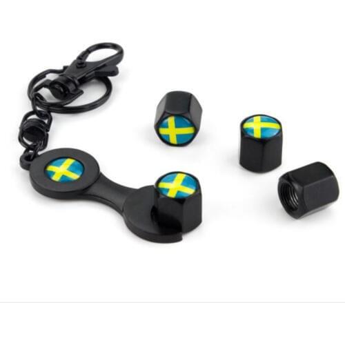 Automobiles & Motorcycles Parts 4pcs Wheel Parts Valve Caps & Wrench Sweden Flag Logo for Volvo Xc90 S60 S80 S40 V50 Xc70 V40