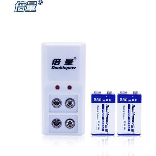 Doublepow New DP-6F22 9V Battery 280 mAh * 2 batteries multimeter microphone Battery + 9 V B09 charger * 1, remote control toys