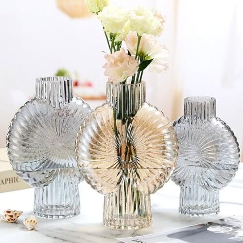 European Fan-shape Electroplated Glass Vase Creative Hydroponic Flower Arrangement Modern Flower arrangement furniture ornaments