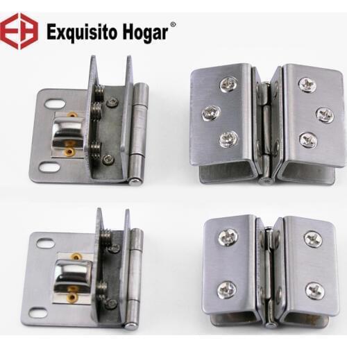 4pcs/lot Stainless Steel Cabinet Hardware Free Glass Hinge Up And Down Glass Coupling Head Hinge Display Furniture Page