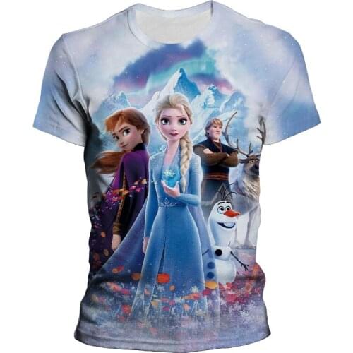 Frozen t-shirt 3D Print New Fashion Boy Girl Kids Short sleeve shirts Harajuku Mens clothing Summer Casual Women Oversized Top