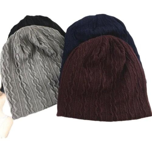Cotton Solid Thicken Knitted Hat Winter Warm Hat Skullies Cap Beanie Hat for Men and Women 53