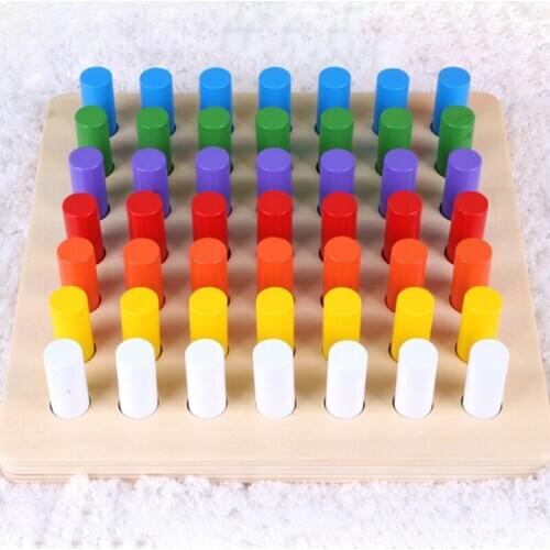 Preschool Kids Early Education Toys Colorful Wooden Material Games Cylinder Socket Blocks Wooden Math Toys Children Xmas Gifts
