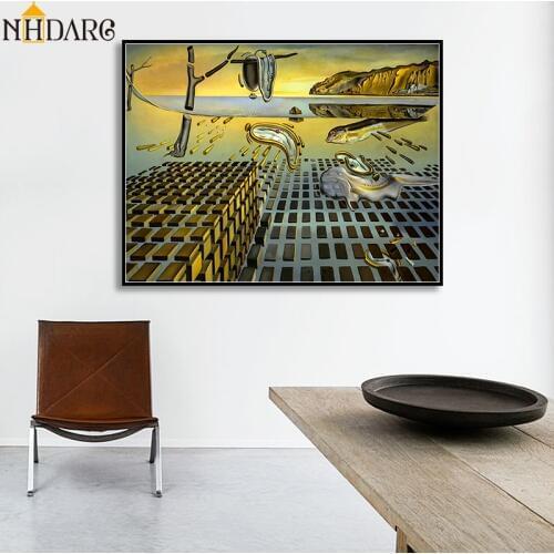 Canvas Print Painting Poster, The Disintegration of the Persistence of Memory by Salvador Dali Wall Pictures For Living Room