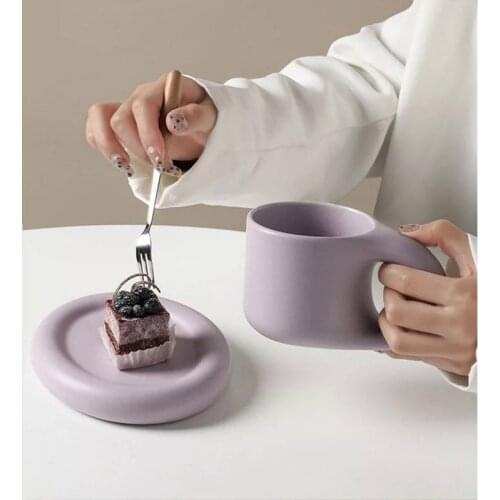 Creative Colorful Fat Ceramics Mugs with Saucer coffee mug Milk Tea office Cups Drinkware the Best birthday Gift for Friends