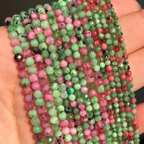 2 3 4mm Faceted Epidote Zoisite Stone Beads Round Loose Spacer Beads for Jewelry Making DIY Bracelet Earrings Accessories 15