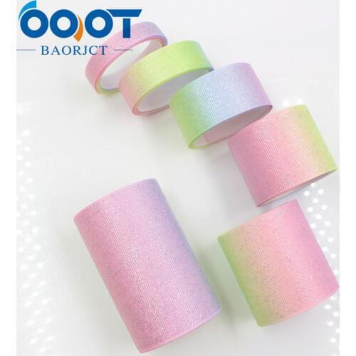 OOOT BAORJCT 1710058 38mm 5yards 10mm 10yards flash Ribbons Thermal transfer Printed grosgrain Wedding Accessories DIY handmade