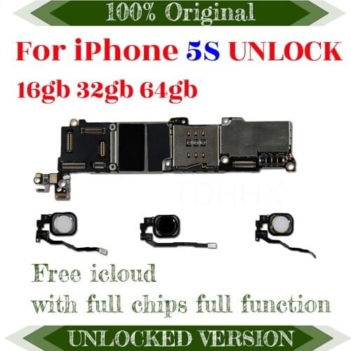 Free iCloud Logic Boards With Full Chips Mainboard For IPHONE 5S 16GB 32GB 64GB Motherboard IOS System 4G Lte Gsm Wcdma Network