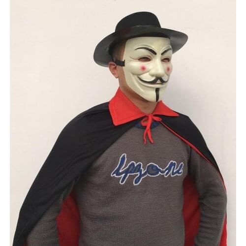 Halloween Masks V for Vendetta Cape Hat Mask Guy Fawkes Anonymous Fancy Dress Cosplay Costume