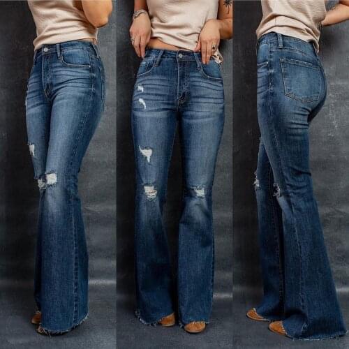 Fashion Brand Elastic Jeans Women Button Washed Denim Pants Femme Pocket Trouser Boot Cut Straight Line Flare Jeans Mujer y2k