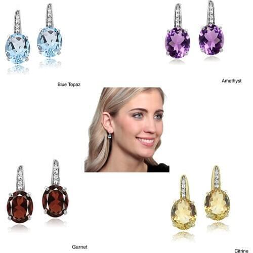 2021 New Exquisite Created Multicolor Topaz Sapphire Gemstone 925 Sterling Silver Hoop Earrings for Women Wedding Jewelry