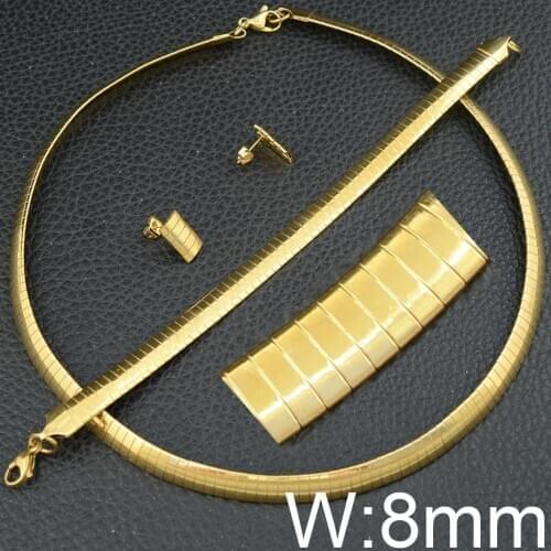 Fashion Stainless Steel Jewelry Fashion Choker Necklace Collar Chunky With Earrings Trendy Snake Chain Bracelet Gift NBJGAABB