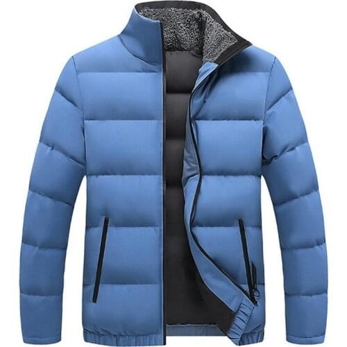The new listing Warm Thick Men Jackets Winter Casual Mens Outwear Coats Solid Stand Collar Male Cotton Padded Down Jacket