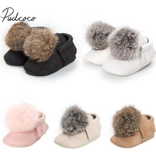 First Walker Toddler Infant Newborn Baby Boy Girl Shoes Tassel All Seasons Cute Hair Ball Crib Wool Shoes Fashion Shoes