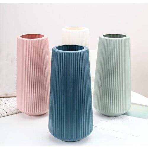 30cm*15cm size cylinder shape plastic material vase Imitation Ceramic Flower vase&plastic flower vase for home decoration