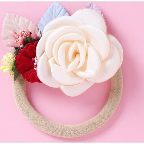 Rose Flower Baby Girls Headband Comfortable Nylon Hair Band Rose Bow Knot Turban Headband Hair Band for Child Headwrap 5 Colors