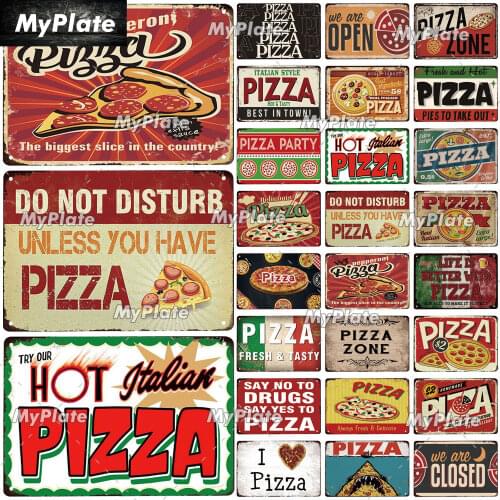 I Love Pizza Metal Poster Tin Sign Vintage Metal Sign Plate For Bar Pub Wall Decor Plaques Kitchen Wall Sign Bar Decor Poster