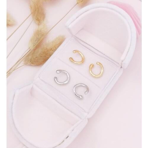 16K Gold Ladies and Mens Cartilage Round Geometry Minimalist Special-shaped Non-punched Clip on Earrings Jewelry