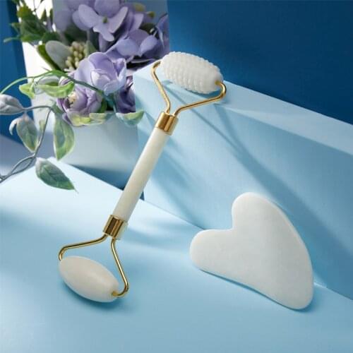 New Jade Roller Massager Gouache Scraper for Face Facial Skin Care Tools Natural Body Back Beauty Lifting Massagers Rollers Set