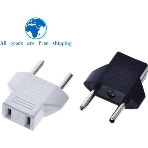 TZT Universal US To EU Plug USA To Euro Europe Travel Wall AC Power Charger Outlet Adapter Converter 2 Round Socket Input Pin