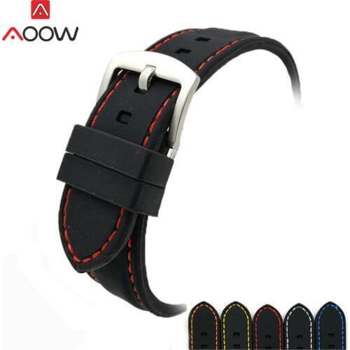 Universal 20mm 22mm 24mm 26mm Soft Silicone Watchband High Quality Sport Waterproof Pin Buckle Bracelet Band Strap Accessories