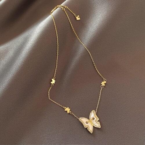 South Korea Irregular Dainty Shell Butterfly Necklace For Women Sell Like Hot Cakes Contracted Creative Pendant Necklaces