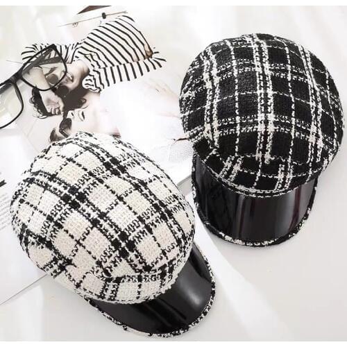 Women Hat Winter Fashion Accessories Baker Boy Hat Classic Street Wear Newsboy Cap Vintage Cotton Winter Hat Plaid Baker Boy Hat