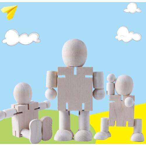 1PCS Hot selling handicraft toys White leather wooden doll Creativity DIY Graffiti ornaments Childrens drawing learning tools