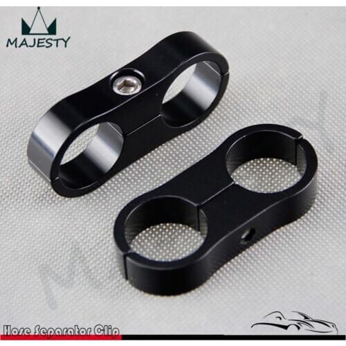 12-AN AN12 19MM Braided Hose Separator Clamp Fitting Adapter Bracket Oil line clip hood black color x 2 pcs