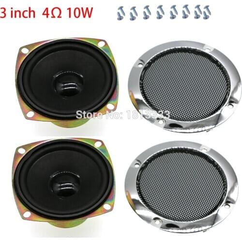 2PCS 3Inch 4Ohm 10W Speaker With Chrome Grille Self-Tapping Screws For Arcade Machine Audio Parts Casino Game Accessories