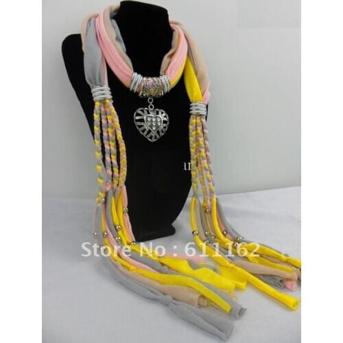 2018 Korean Scarf jewelry Pendant necklace Fashion womens Soft scarves Jewellery Scarf Pendant Mixed design Mixed colors60pcs