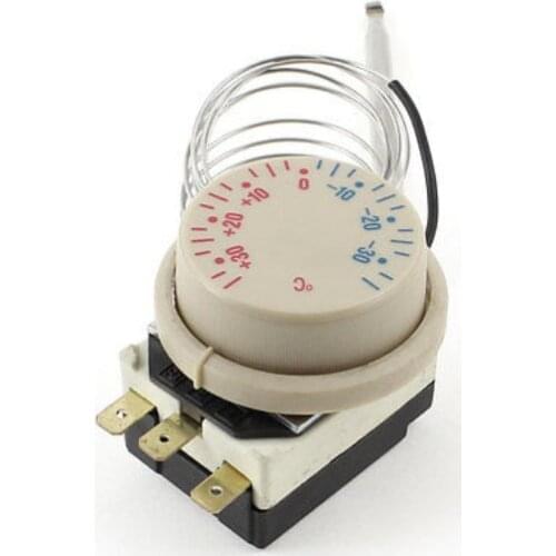 1PCS 220V 16A -30~+30C 3Pins Thermostat Knob Refrigerator Temperature Switch Controller Probe