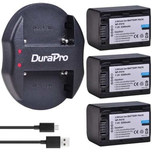 3pc 3000mAh NP-FH70 NP FH70 Camera Battery + USB Charger For Sony NP-FH30 FH70 FH100 A230 a330 A290 A380 DVD650 HC20 HDR-HC9