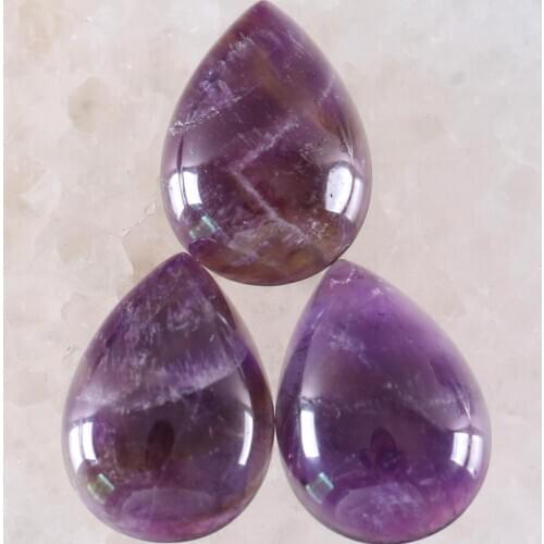 5Pcs Cabochon CAB Natural Stone No Drilled Hole Water Drop Bead for Men Women DIY Jewelry Making Necklace Purple Crystal Bead