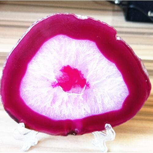 85-90mm rose Agate natural UNIQUE quartz crystal druzy rock thin slice