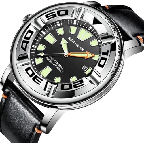 Fashion New Men Watches Top Brand Luxury Waterproof Leather Auto Date Dress Quartz Wrist Watches Relogio Masculino