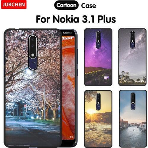 JURCHEN Soft Silicone TPU Protective For Nokia 3.1 Plus 2018 Case Tree River Printing Mobile Phone Case For Nokia 3.1 2018 Cover