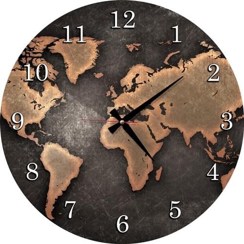 Dafhi Wood Wall Clock-World Map Wall Clock Home Office Living Room Art