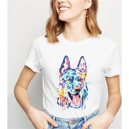 2021 Vouge Watercolor Tee Jack Russell Terrier Dog Print Casual T-shirt Short Sleeve Graphic Tops Summer Hipster Tee