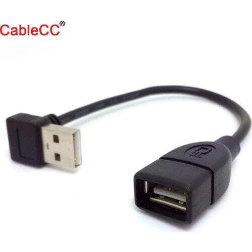 Jimier CY Cable Down Angled 90 degree USB 2.0 male to Female Extension Cable 20cm