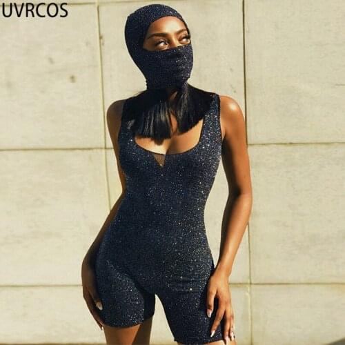 UVRCOS Club Outfits For Women Skinny Short Jumpsuit Summer New Camisole Flash Of Light Material Active Workout Casual Sportwear