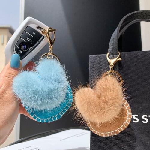 Real mink fur Bag Key Ring Genuine Shearling Fur Creative Small Gift Accessories Female Bag Pendant Backpack Charm