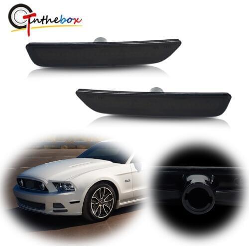 GTinthebox 2PCS Smoked /Clear Lens Car Front Bumper Side Marker Light Cover Housings For 2010-2014 Ford Mustang, No Bulb/Socket