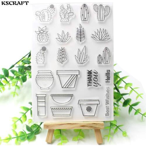 KSCRAFT Succulent Plants Transparent Clear Silicone Stamp/Seal for DIY scrapbooking/photo album Decorative clear stamp 114
