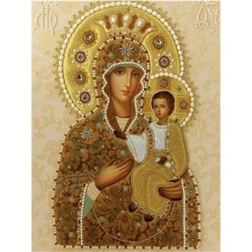 Full Square Diamond Painting Set Religion Portrait Diamond Embroidery Sale Virgin Mary Pictures of Rhinestones Decor
